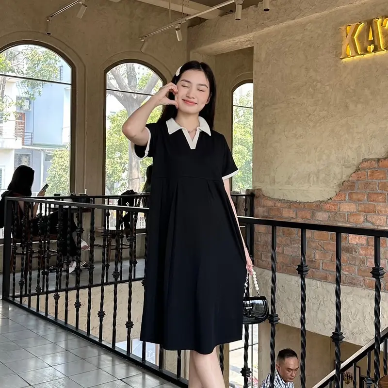 Đầm bầu thun coton form babydoll thanh lịch , trẻ trung năng động mặc đi làm đi chơi . 6