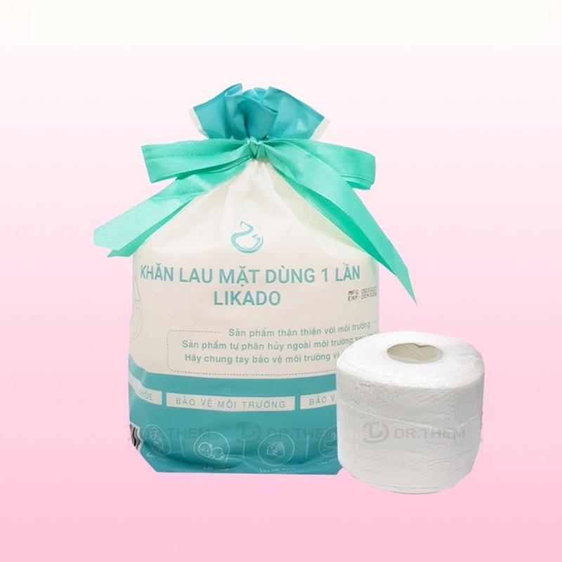 KHĂN LAU MẶT DÙNG 1 LẦN LIKADO có túi rút 50 TỜ CUỘN