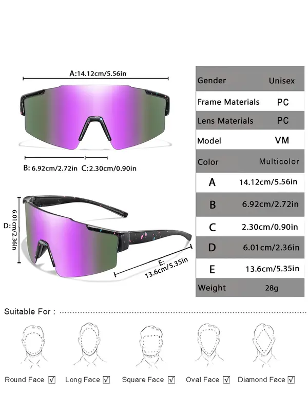 Unisex Sporty Biking Cycling Sunglasses, Outdoor Sports Eyewear for Hiking, Fishing, Driving, Fashion Sports Eyewear for Outdoor Activities 5