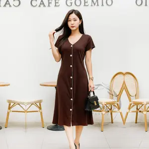 Bless | Oversize Dress Twilla Midi Daily Wanita Bahan Rajut Knit Style Casual Simple Baju Panjang Motif Kancing Nyaman Basic
