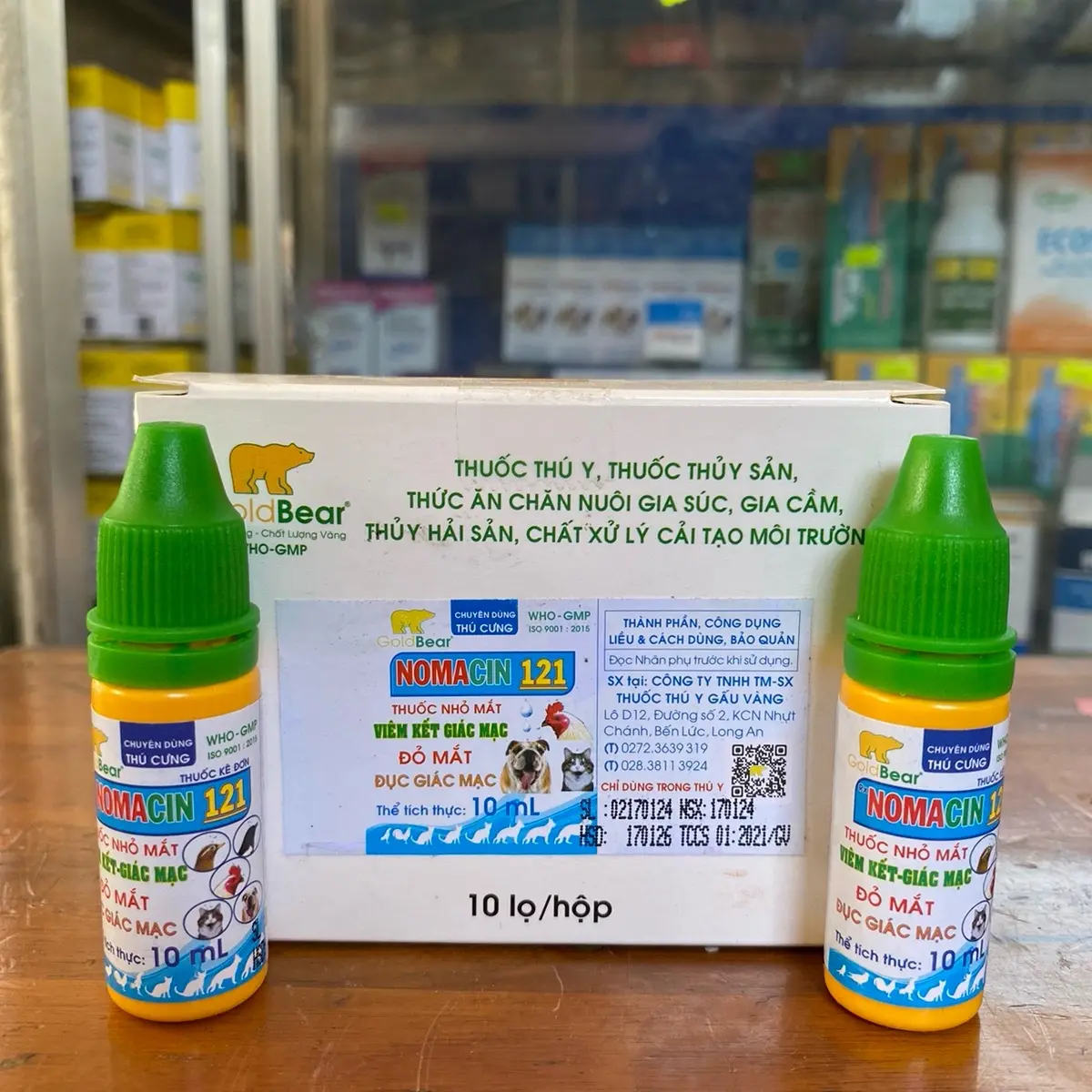 Nomacin 121 thuốc nhỏ mắt đăc trị viêm kết giác mạc , đỏ mắc , đục giác mạc ( lọ 10ml )