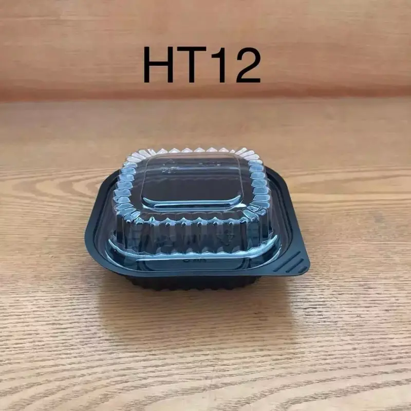 Set 100 Hộp nhựa vuông HT12 đế đen đựng bánh, thực phẩm- Hộp nhẹ, bền, đa năng và tiện dụng 3