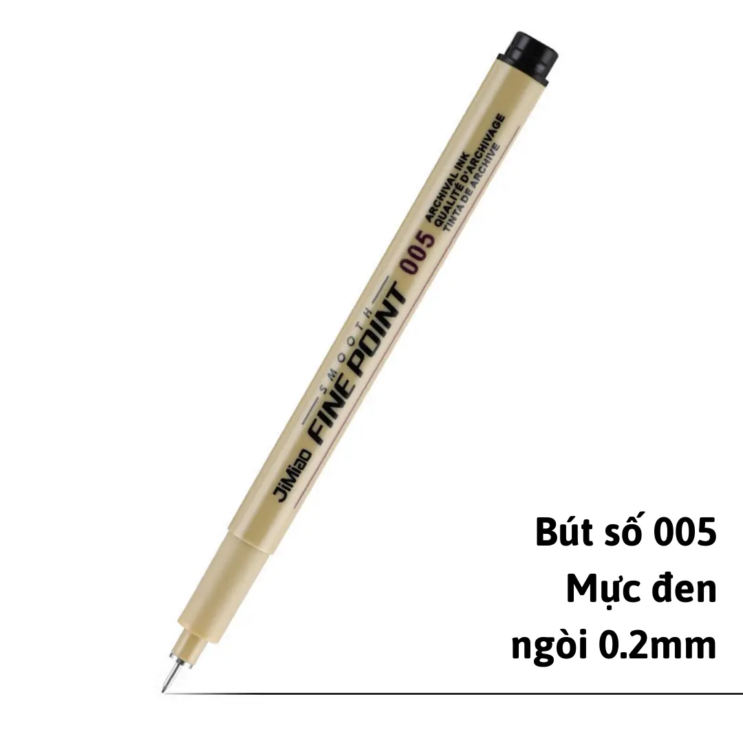 Bút Chép Kinh / Bút Kỹ Thuật / Bút Line Fine Point Mực Đen Ngòi 0.2mm