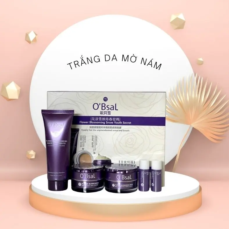 Combo Bộ Kem Trắng Da Mờ Nám OBsal Tím Skincare Giảm Sạm Nám Da
