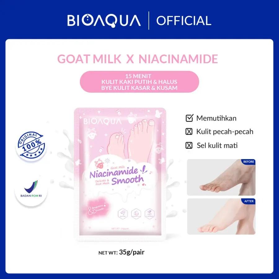 BIOAQUA 24K Gold Caviar Brightening Foot Mask Masker Kaki Pengelupas