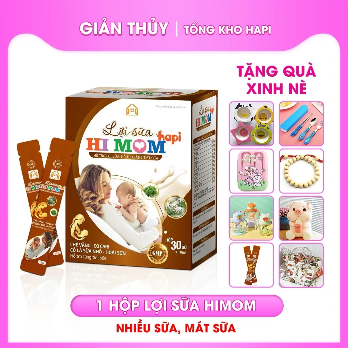 LỢI SỮA HIMOM - THẢO DƯỢC LỢI SỮA NHIỀU SỮA MÁT SỮA (1 HỘP)  Vitamin