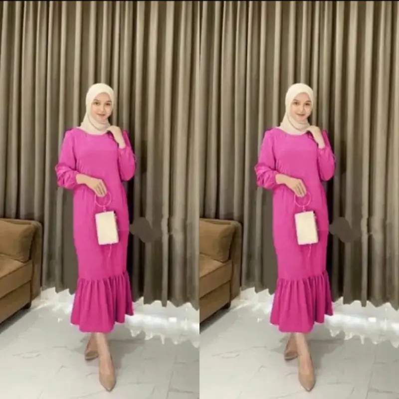 Siska Midi Dress Duyung Cringkle Airflow Busui Jumbo 8