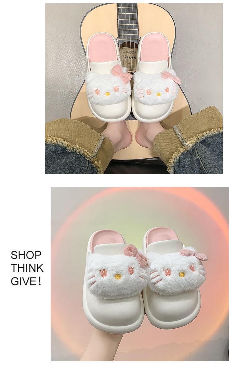 Product Introduction of Búp Bê Mèo Kitty Hoạt Hình, Thiết Kế Dễ Thương, Kiểu Dép Lười Nửa Ngón Chân, Dành Cho Nữ, Thích Hợp Cho Mùa Hè, Có Thể Mặc Ngoài Trời, Hàng Mới Về 2024, Dép Đế Chống Trượt 23