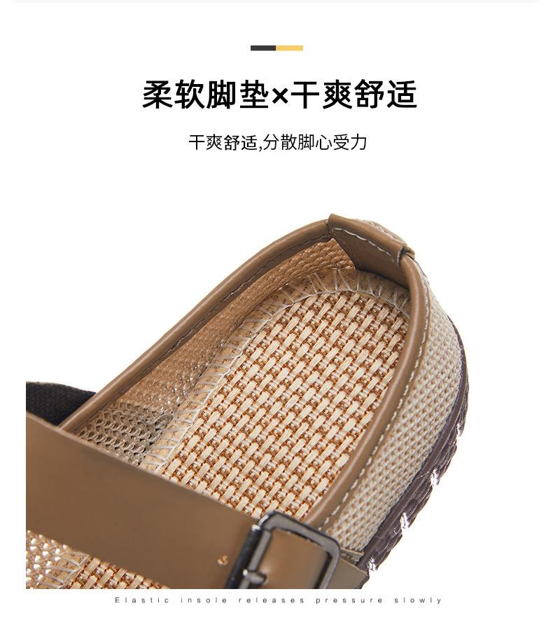 Product Introduction of Sandal Kasual Wanita, Ketibaan Baru pada 2025, Serbaguna, Gaya Retro, Tapak Lembut, Gaya Ins, Bahan Jaringan Luar, Kaki Tertutup, Selipar Separuh 5