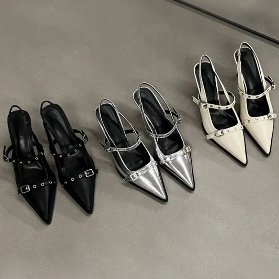 Giày cao gót quai min, cao gót nữ đai khoá gót 7cm mã C50 Shoes DéP