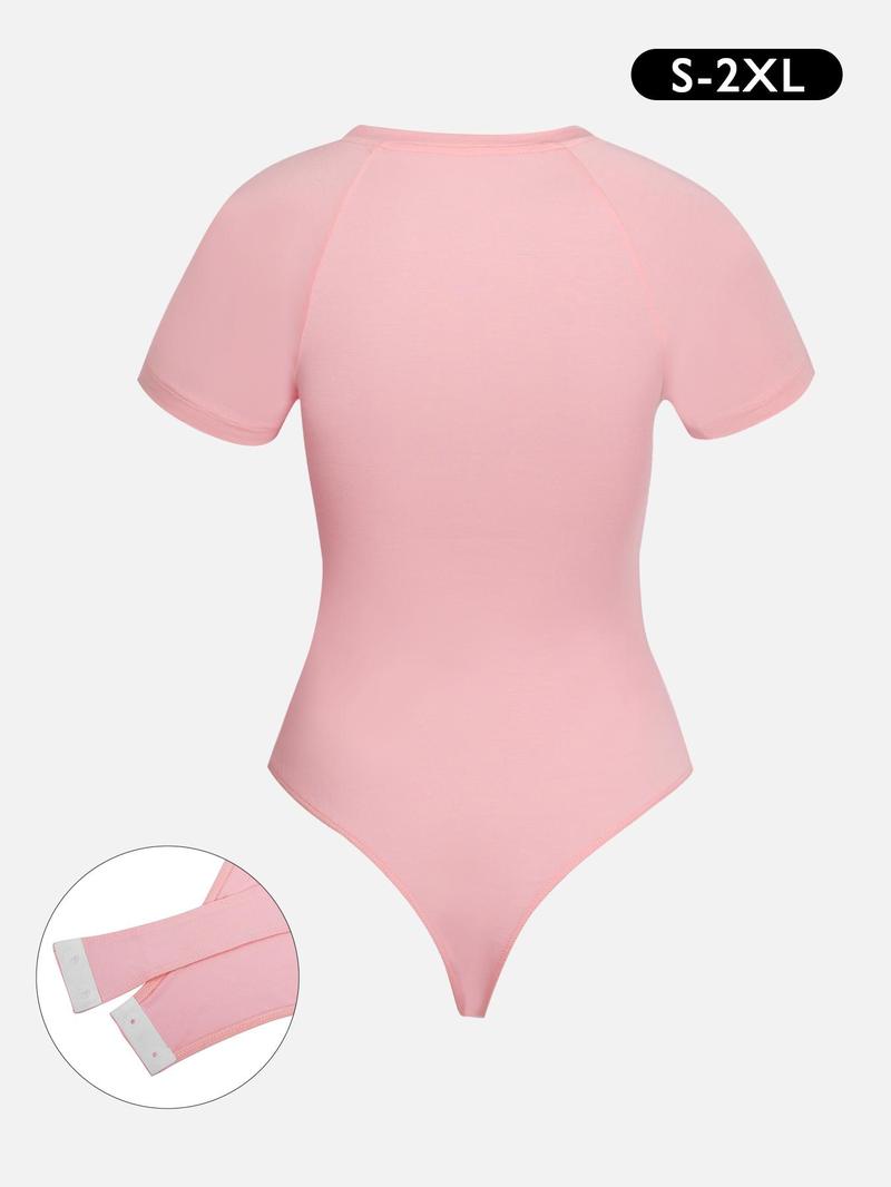 Product Introduction of Women's Solid Asymmetrical Neck Bodysuit, Casual Comfy Short Sleeve Bodysuit for Daily Wear, Ladies Clothes for Summer 6
