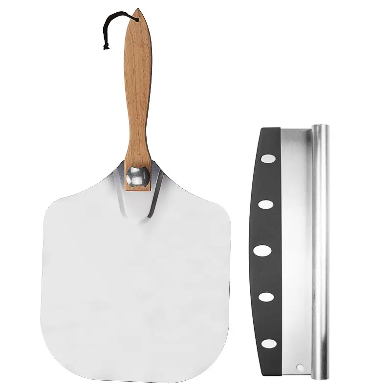 Pizza Peel Aluminum Foldable Pizza Paddle with 14 inch Rocker Cutter - Pizza Spatula for Homemade Pizza Bread