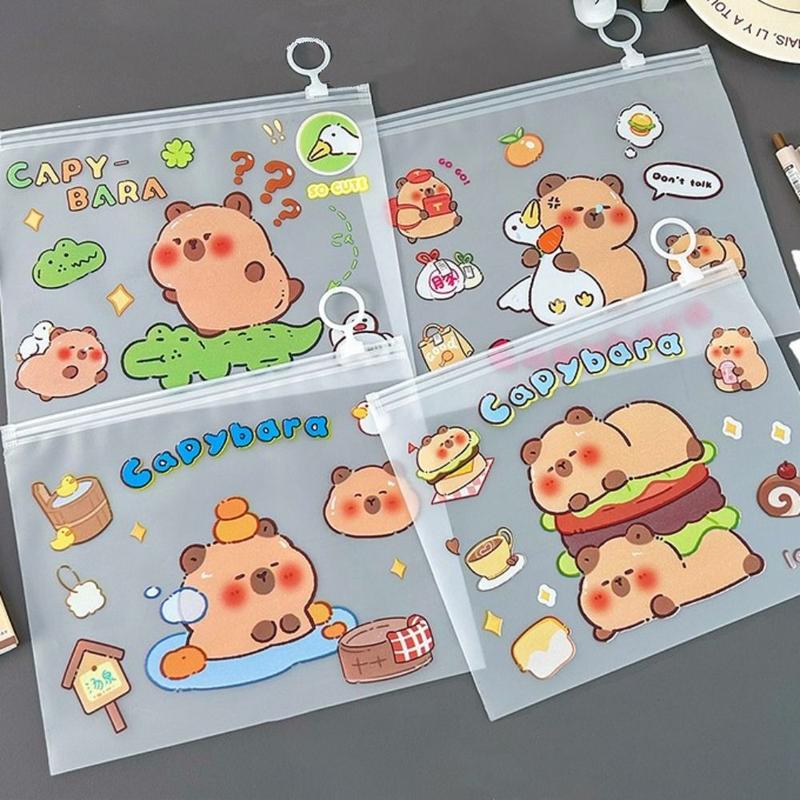 Product Introduction of Roblue New PVC Capybara File Bag Cute Cartoon Transparent Test Paper Storage Pouch Light Large Opening School Supplies Student 9