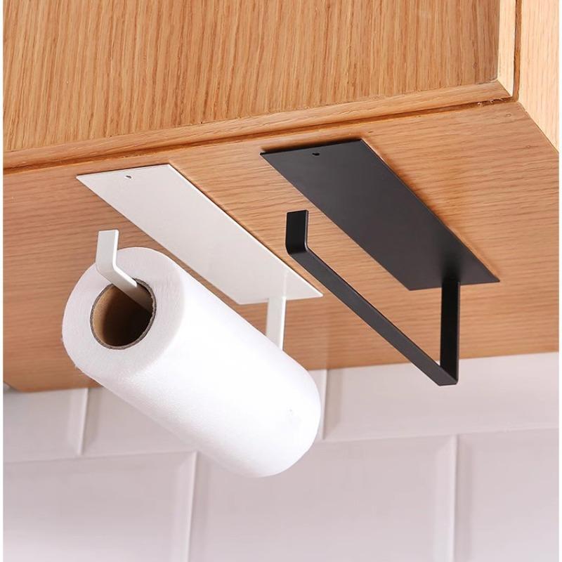 Product Introduction of Self-adhesive Tissue Storage Rack, 1 Count Wall Mounted Paper Towel Holder, Punch Free Storage Organizer for Bathroom Kitchen 6