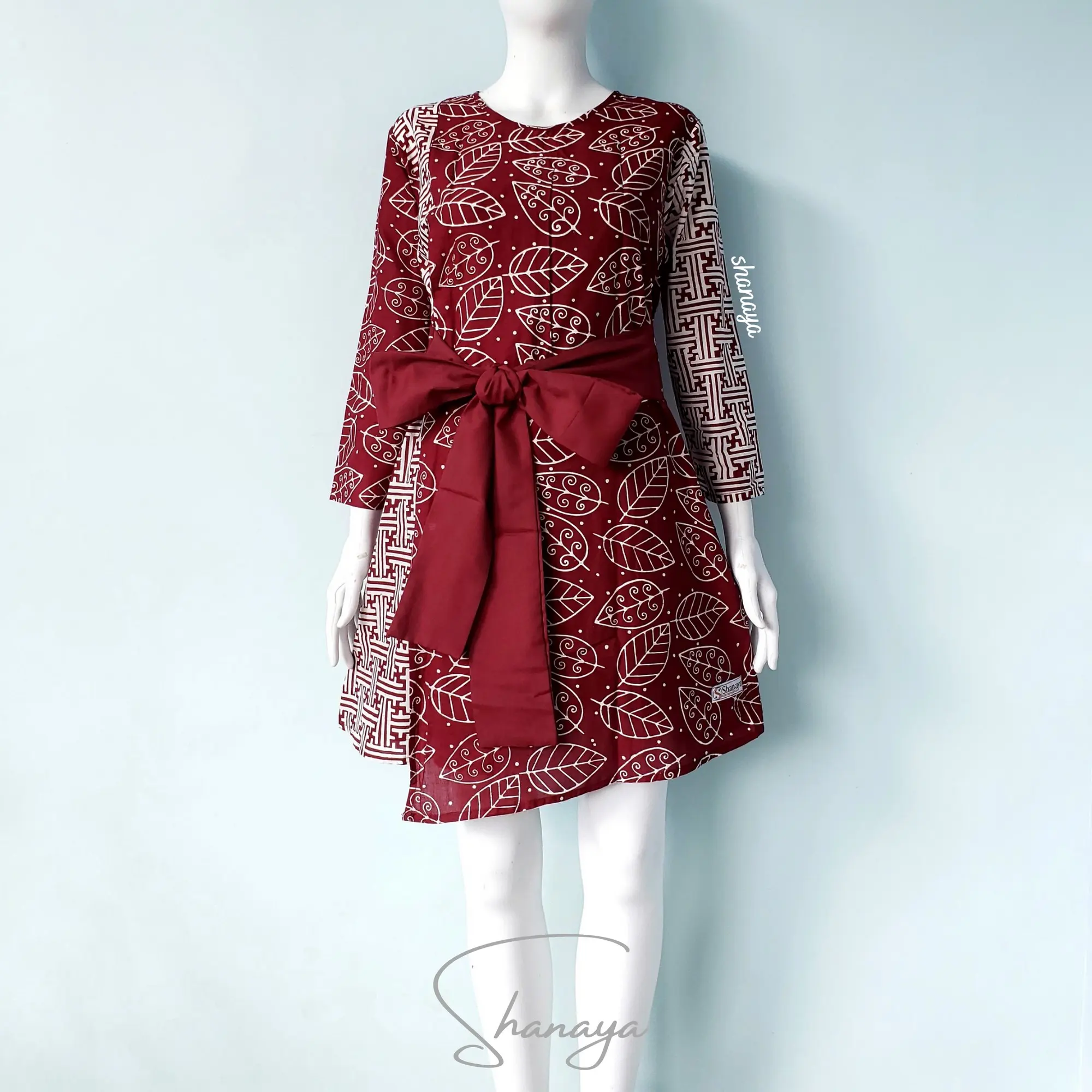 Shanaya Batik Tunik Pita Cap Garutan Kombinasi Kanaya size S M L XL XXL bisa request couple seragam  atasan  wanita  muslim kerja  nyaman panjang Dress  Kondangan  Katun Motif sabuk Toyobo