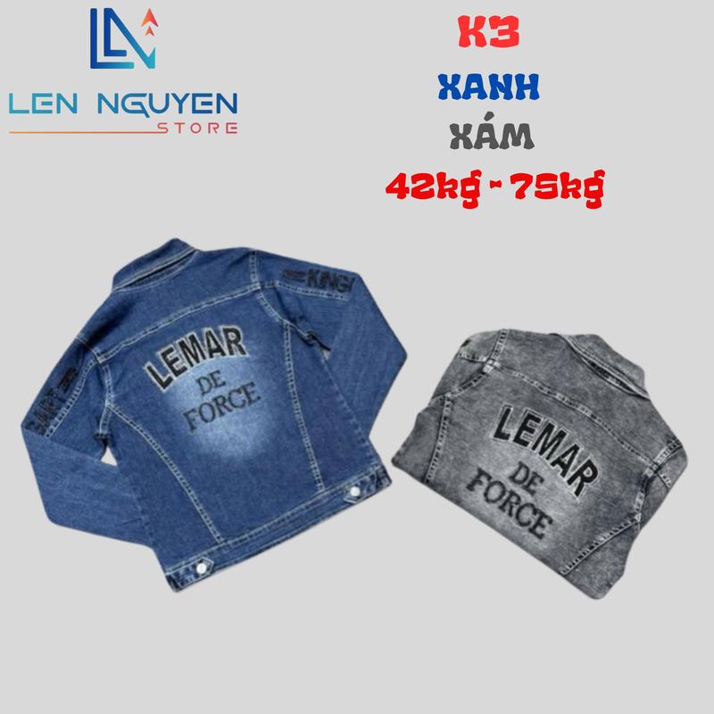 K3 [ Len Nguyen Store ] Áo Khoác Nữ Cao Cấp, Màu Xám, Xanh, Size 1XL-5XL, Thiết Kế  Ép Đá, Áo Khoác Jean, Áo Bò, Áo Jean Top Jacket Women Có Cổ Denim Có Túi.