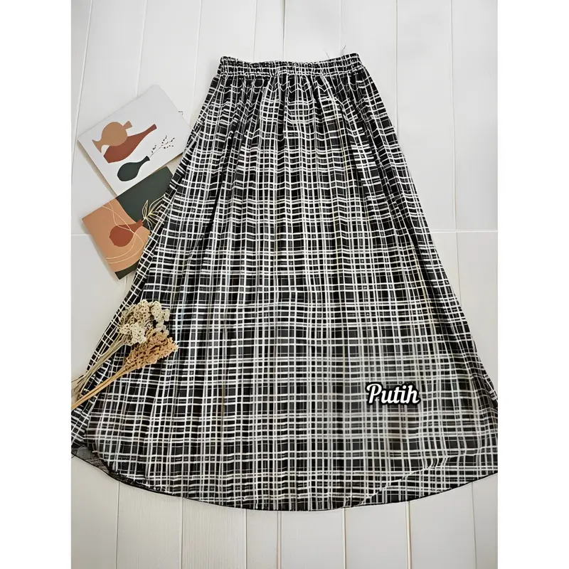 ROK PLISKET DEWASA MOTIF KOTAK TARTAN WOL PREMIUM EXCLUSIVE JUMBO BEST Karet Muslim Wanita Tebal 3