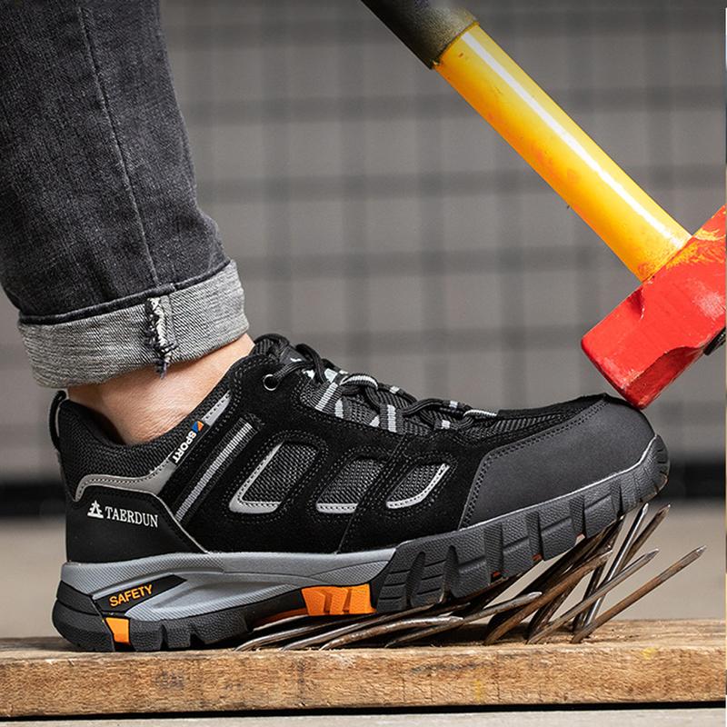  Giày bảo hộ thể thao chống đinh chống trơn trượt chống dập ngón da bò cổ thấp hàng chính hãng DingGu kèm lót khử mùi 