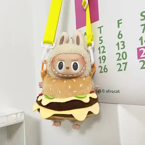 Clothes only] for Labubu Popmar17cm ball-trimmed suspender skirt cute17cm pendant blind box macaron for Labubu doll clothes colorful