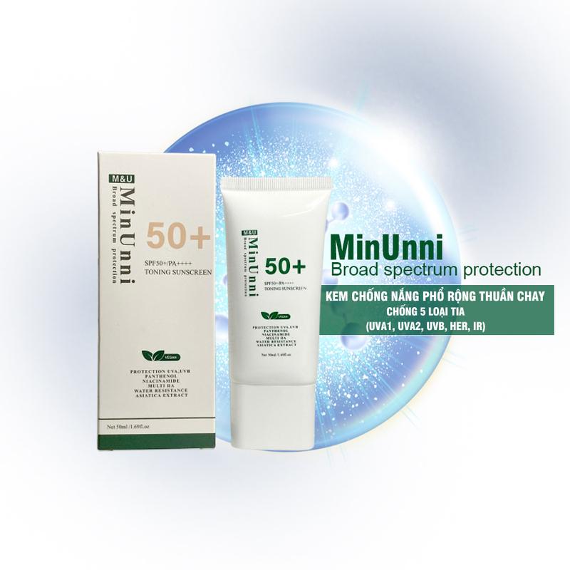  Kem Chống Nắng Vật Lý Hàn Quốc Nâng Tông MinUnni Hỗ Trợ Kiềm Dầu Dưỡng Trắng SPF50+ PA++++ 
