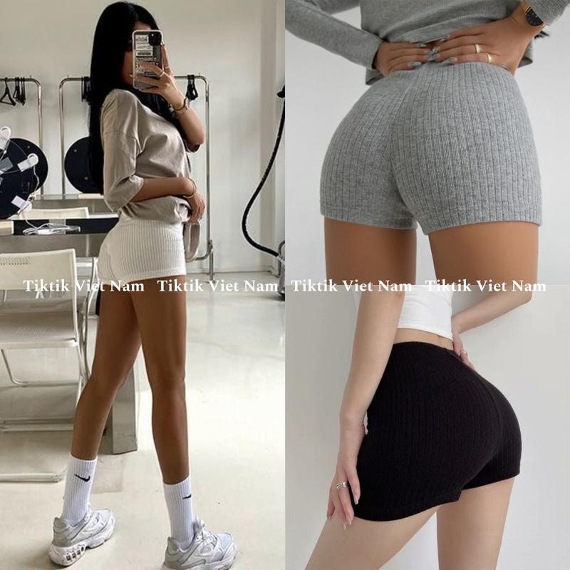 (SẴN) Quần short biker đùi dáng ngắn chất thun gân tôn vòng 3 phong cách năng động thể thao - Tiktik