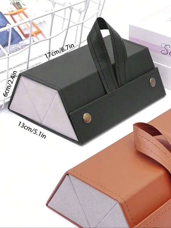 Modern Multi-functional Glasses Storage Box, Foldable Pu Leather Glasses Case, Large Capacity Glasses Storage Box for Women & Men 1