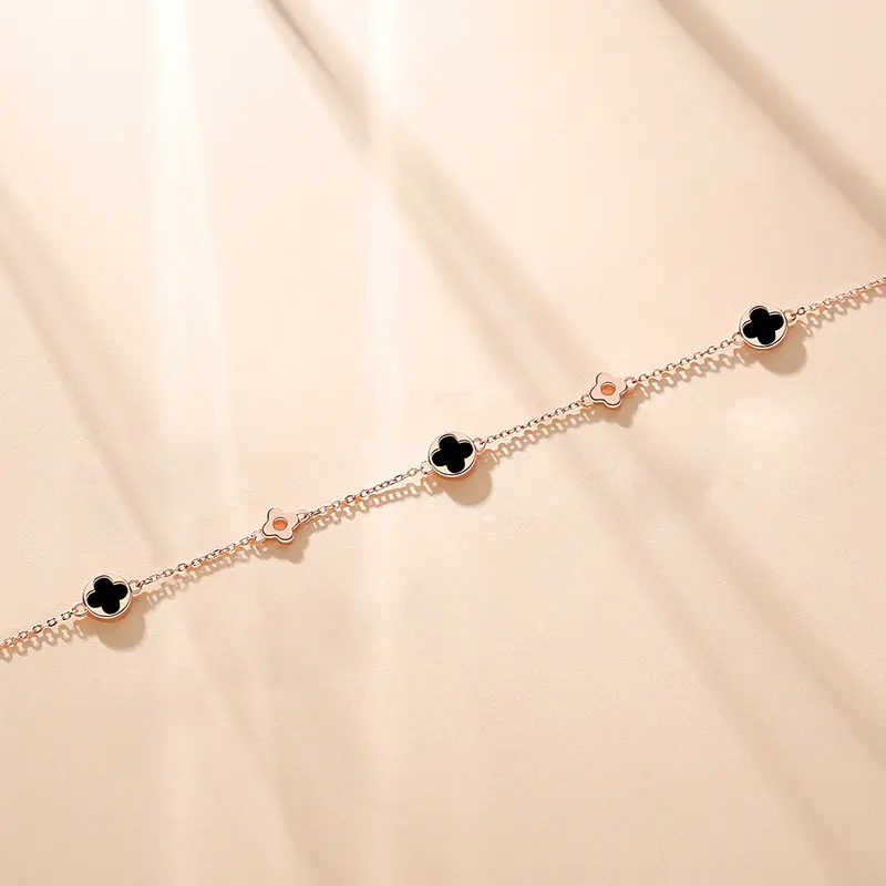 Vòng Tay Cỏ Ba Lá, Bạc Sterling 925, Dành Cho Phụ Nữ, Phong Cách Hàn Quốc, Thời Trang Phổ Biến Ins, Thanh Lịch Và Đơn Giản, Trang Sức Mã Não, Hàng Mới Về 6