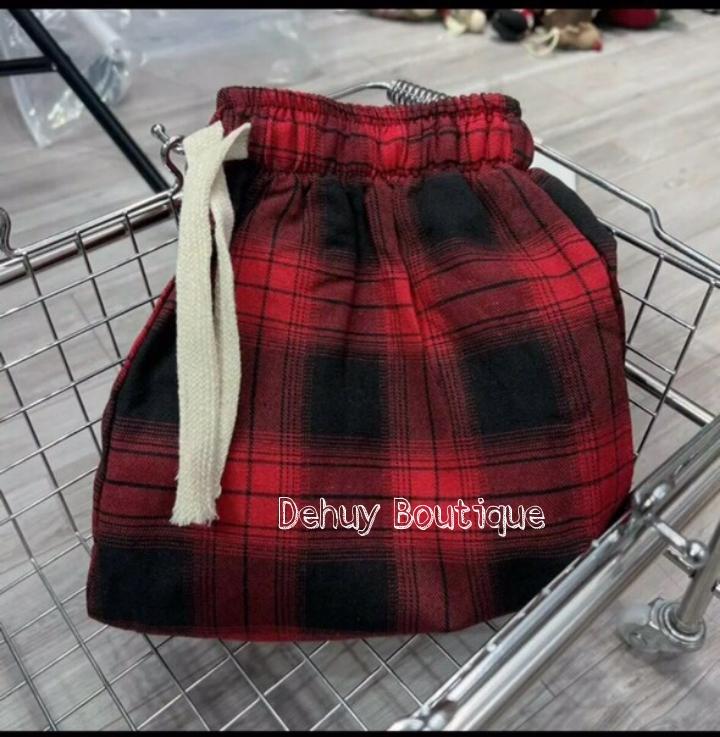 Hàng Mới Quần kẻ caro ống rộng cạp chun lưng cao nhiều màu vải thô mềm ống suông dài 100cm ulzzang hot trend