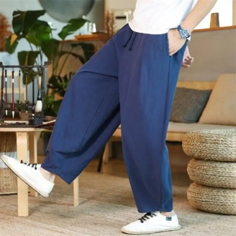 Quần Vải Lanh, Dành Cho Nam Giới, Phong Cách Trung Quốc Dáng Rộng Rãi, Ngoại Cỡ, Quần Ống Rộng, Đáy Quần Lớn, Quần Harem Đèn Lồng, Thường Ngày Và Thoáng Khí, Thích Hợp Cho Mùa Xuân Và Mùa Hè 4