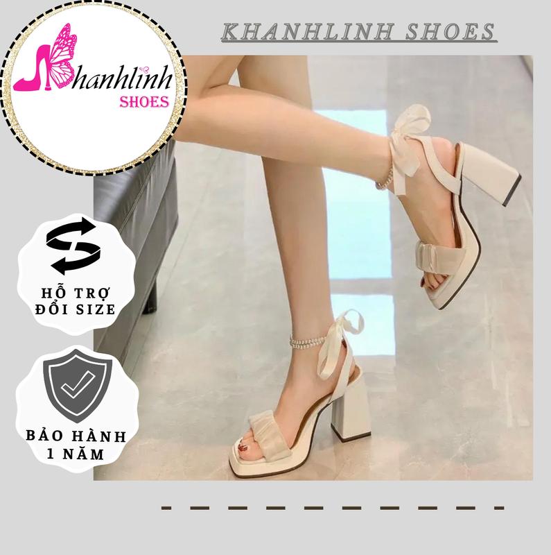 GIÀY CAO GÓT NỮ CHUỖI NGỌC 10 PHÂN KHANHLINH SHOES - SANDAL NỮ GÓT VUÔNG ĐẾ ĐÚP 10CM Shoes DéP