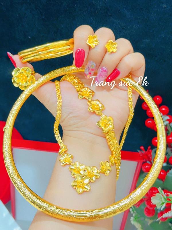 SET bộ trang sức cưới  cô dâu 7 món  chuẩn màu 24.k có hộp nhung