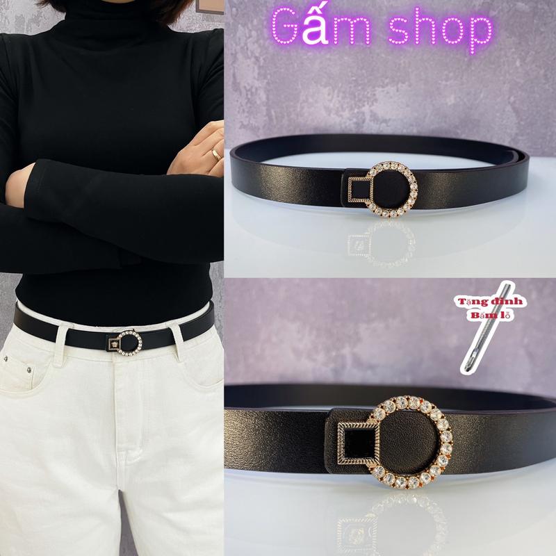  Thắt Lưng Nữ Viền Đá Tròn Rỗng vơ sạc  bản 2,5cm khoá gài  Titan 
