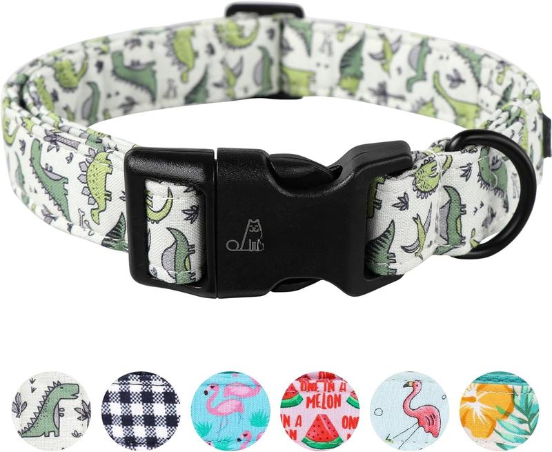 TikTok Shop Dinosaur Dog Collar Cute Dog Collar for Small Dogs Adjustable Comfortable Cotton Boy Dog Collars for Small Medium Large Dogs Small