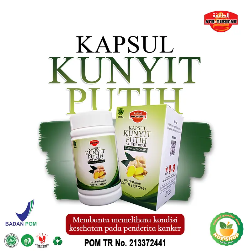 Kapsul Ekstrak Kunyit (Kunir) Putih Ath-Thoifah Original BPOM | Herbal Terapi Kanker Tumor Miom Kista Vertigo Dll 0