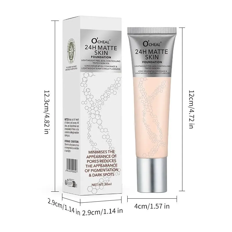 Long Lasting Matte Foundation, 1 Count Oil Control Moisturizing Foundation, Full Coverage Flawless Makeup Cream, Makeup Product for Women & Girls, Cosmetic 1