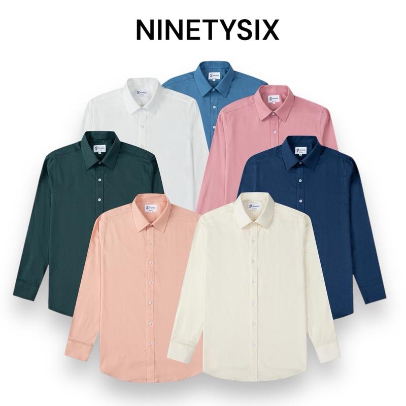Áo sơ mi nam NINETYSIX dáng vừa , cổ cài khuy ẩn , chất vải sợi bông cotton  hoàn hảo cho các quý ông Menswear