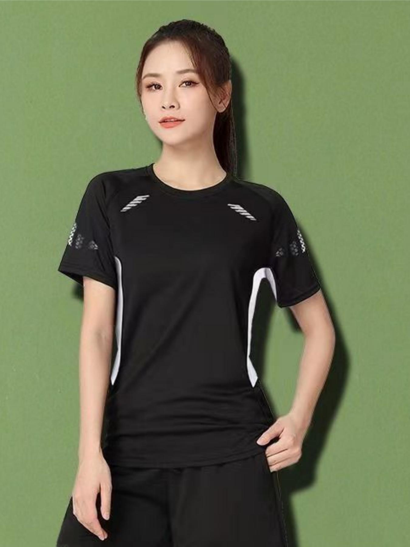 Maglietta da donna a maniche corte, ampia e ad asciugatura rapida, traspirante, per allenamento e corsa, abbigliamento fitness a maniche corte_voghion.com