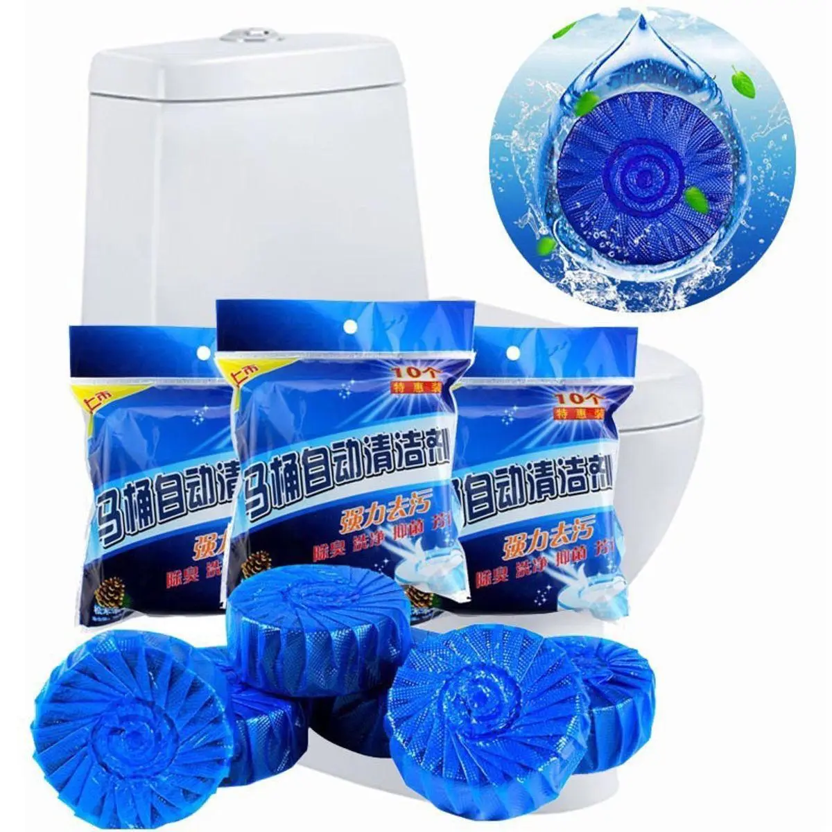Gói 10 Viên Thả Bồn Cầu Khử Mùi Hôi Tẩy Sạch Mảng Bám Vi Khuẩn - Viên Xả Toilet Diệt Khuẩn Vệ Sinh Vết Bám Bẩn