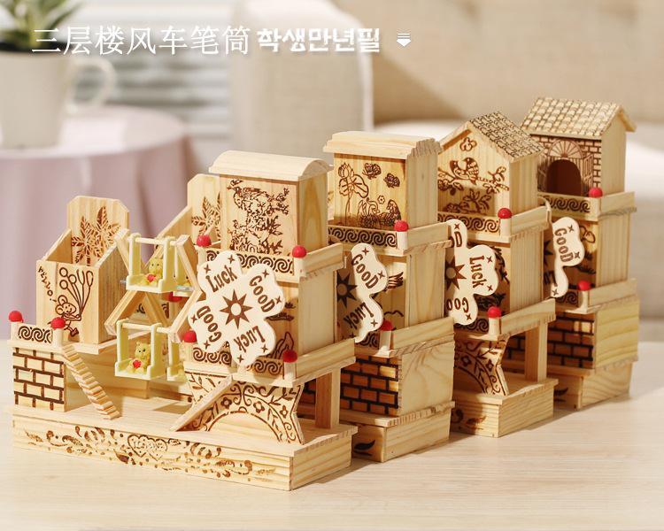 Product Introduction of Three-Story Cottage Windmill Music Box Ornament Creative Desktop Decoration Wooden Eight Tones Student Couple Gift 2