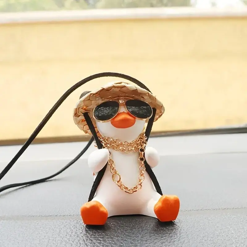 Cute Swinging Duck Design Car Ornament, Car Rearview Mirror Hanging Decoration, Car Interior Decoration Accessories for Women & Girls 5