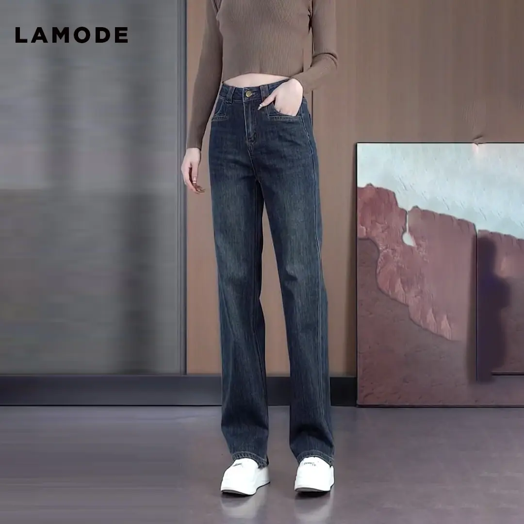Quần Jean ống xuông cạp cao co giãn mềm mại thoải mái QJF023 - Size S-3XL