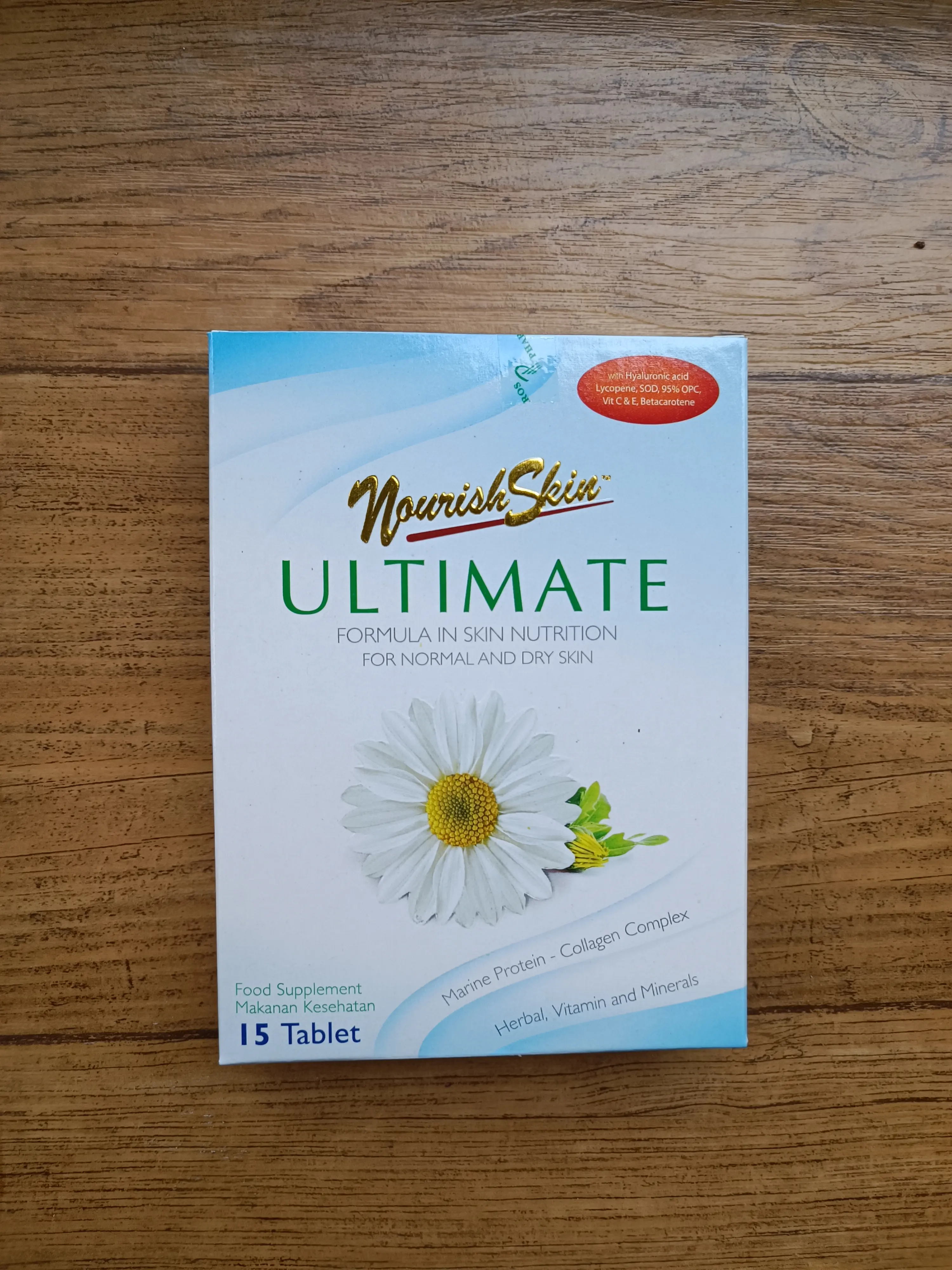 Nourish Skin Ultimate 15 Tablet dengan Hyaluronic Acid Suplemen Kulit Kering Flek Hitam dan Kerutan