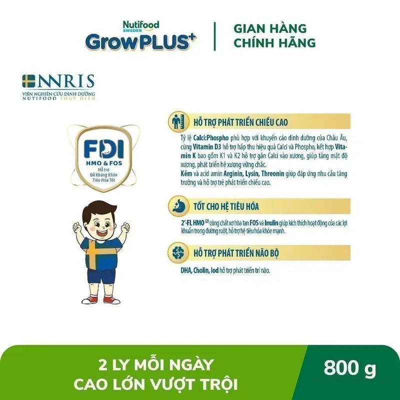 [GrowPLUS+ x Mẹ bé Thủy Thảo] Sữa Bột Nutifood GrowPLUS+ Cao Lớn Vượt Trội (Bạc) 2+ Lon 800g 6