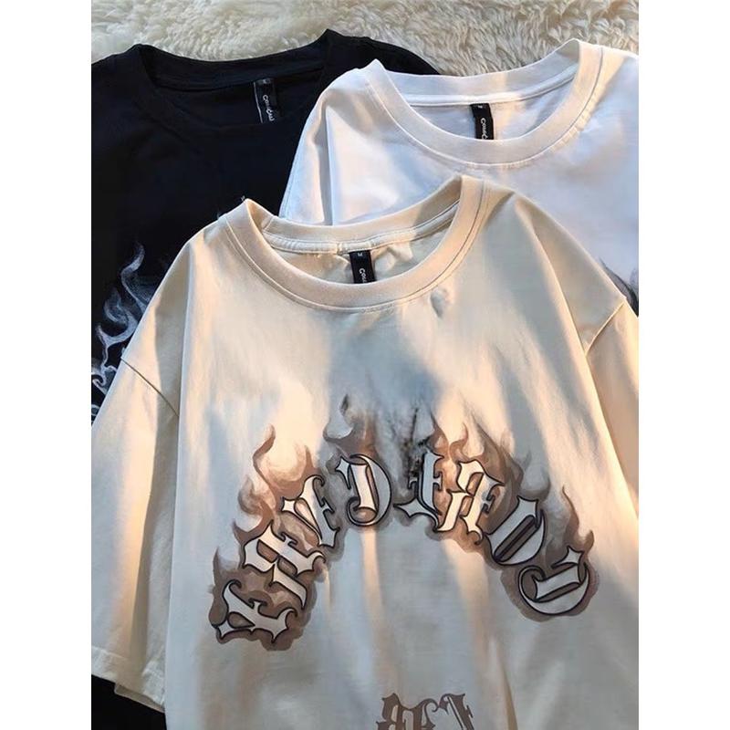 SWELEE at0175 Áo thun nam nữ cotton form rộng tay lỡ unisex hình in chữ ngầu (không có dây cổ) 1