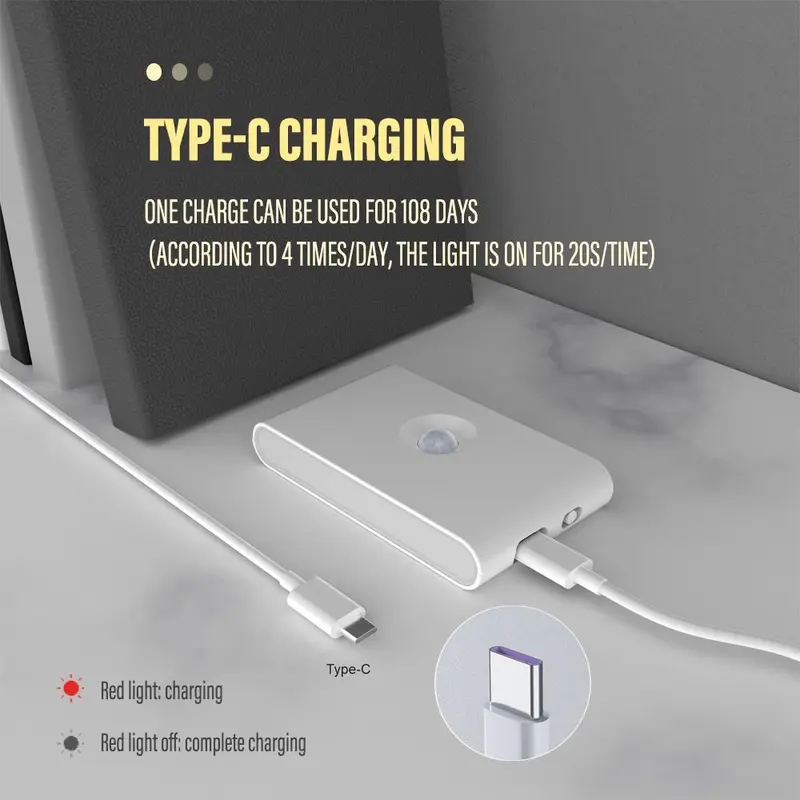 Motion Sensor Night Lights, USB Rechargeable Magnetic Wall Lamp, Home Motion Sensor Night Light, for Bedroom Hallway Bathroom Kitchen Cabinet Stair & Basement 6