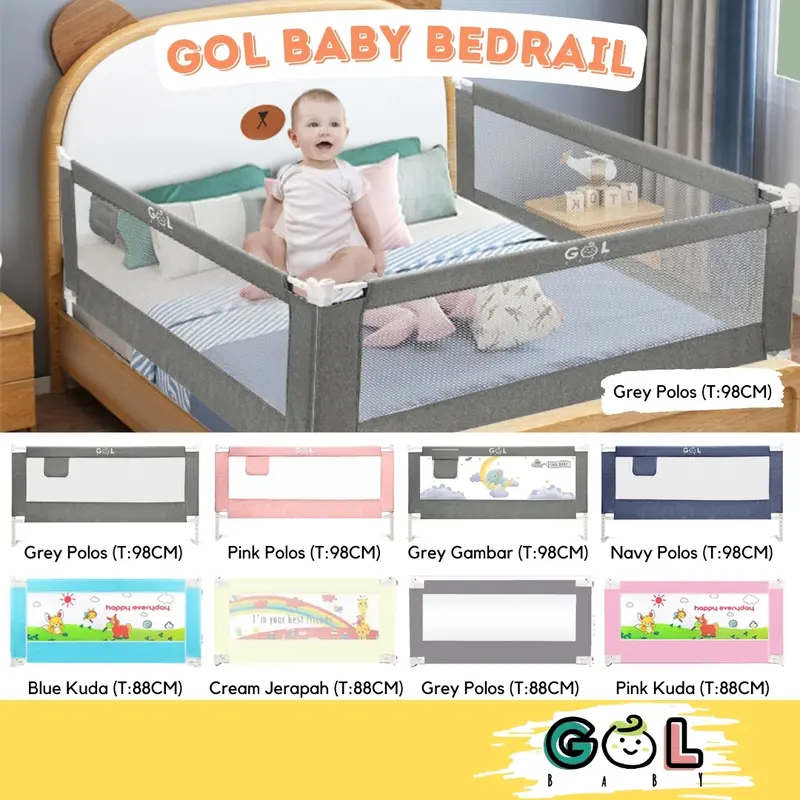 GOL Baby Bed Guard Baby Bedrail Bed Rail Pagar Pengaman Kasur Tempat Tidur Ranjang Bayi Balita Bedguard Pengaman Pagar Kasur Perlindungan Bayi Pembatas Tempat Tidur Tinggi 88 CM 2