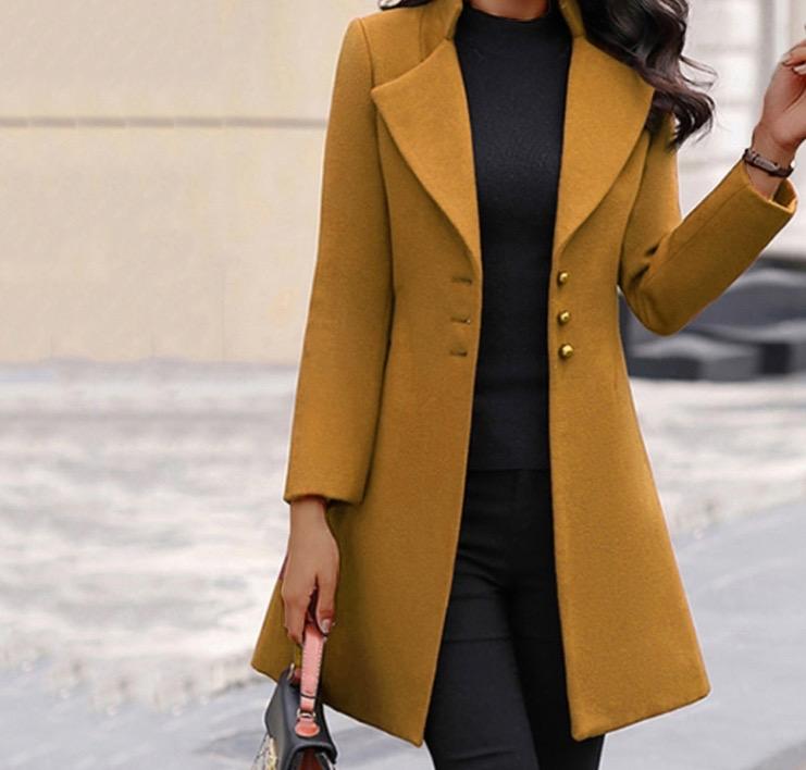 Lapel modern single breasted wool walker coat for women Winter Slim-fitting Comfort Fabric Womenswear Casual 2