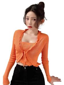 Sét Áo Kiểu Khoác Ngoài Croptop Tay Dài Shop Tiến Linh [ BAO GỒM ÁO TRONG ] Sơ Mi Nữ Women Nhung Voi Thun Đen Dáng Ngắn Dáng Ngắn