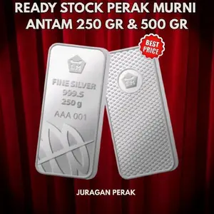 Perak Silver Batangan Antam 999.5 ( 250 gr & 500 gr) - 250 gr - 250 gr - 250 gr - 250 gr
