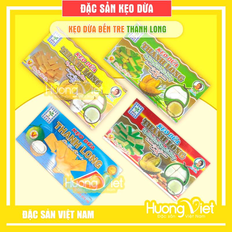 4 Vị Kẹo dừa Bến Tre hiệu Thanh Long, kẹo dừa Bến Tre truyền thống